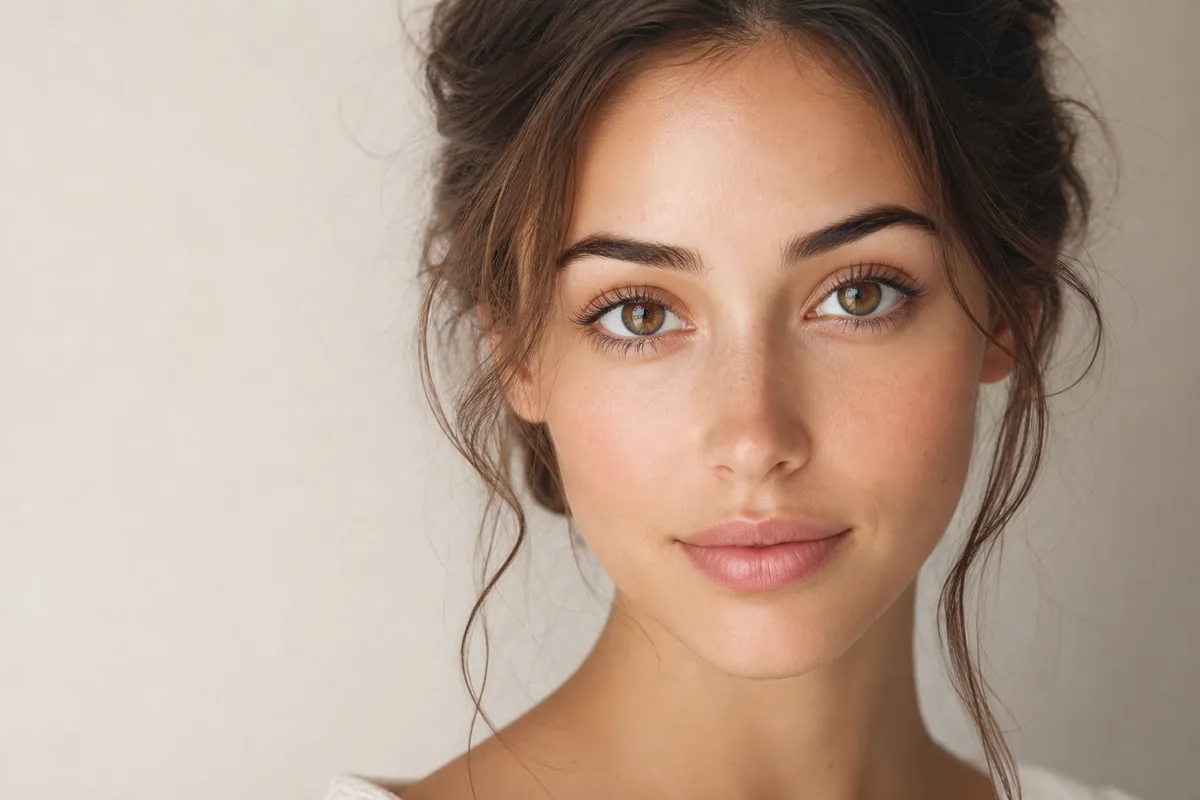 Editorial illustration of doe eyes face signals with soft open eyes, gentle brows, and a calm deer-like expression