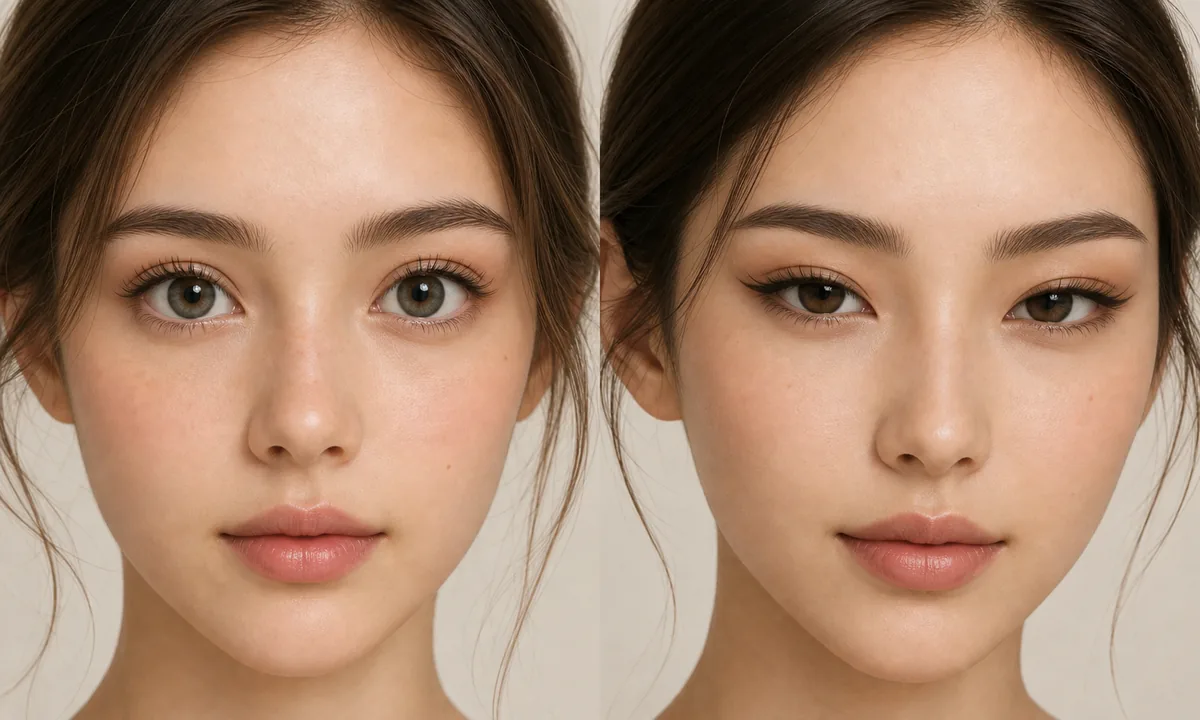 Editorial comparison illustration showing doe eyes and almond eyes as different eye-shape impressions
