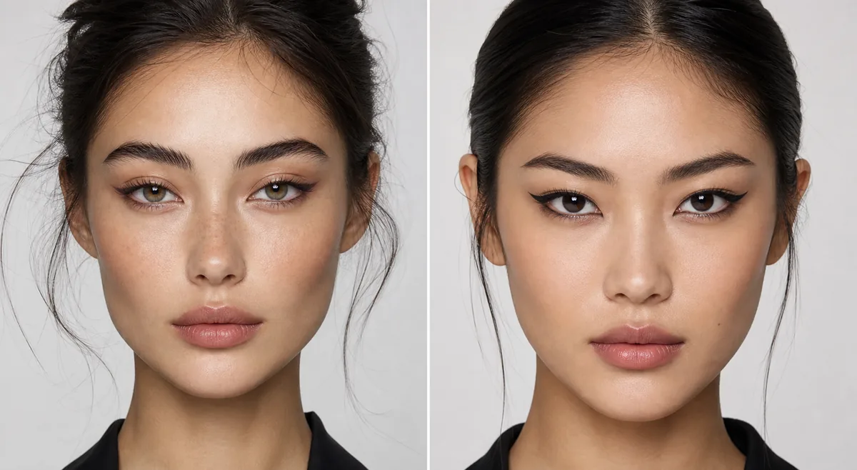 Confronto affiancato tra fox eye shape e cat eye shape