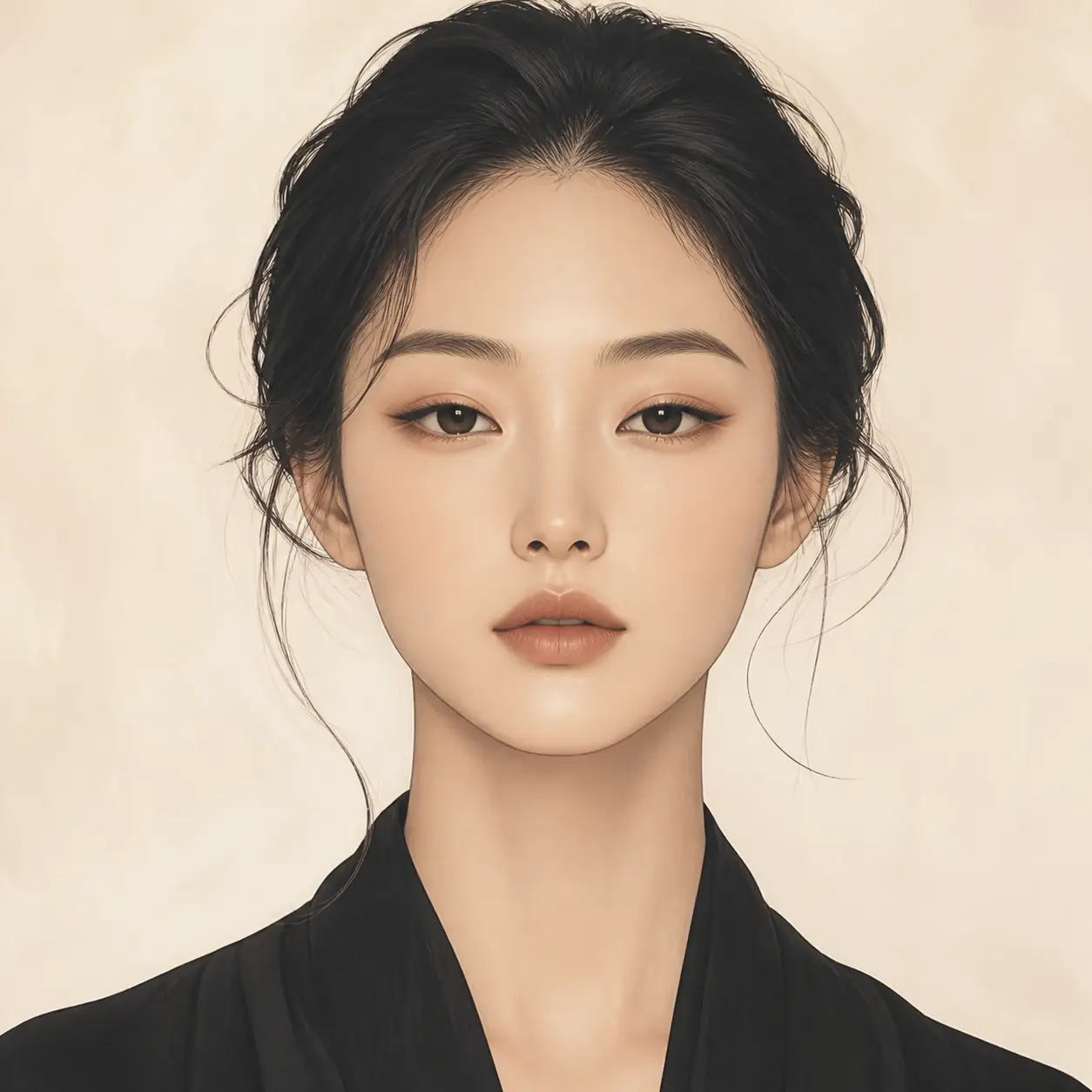 Editorial illustration of a snake face type with narrow eyes, an elongated oval outline, and a refined lower face