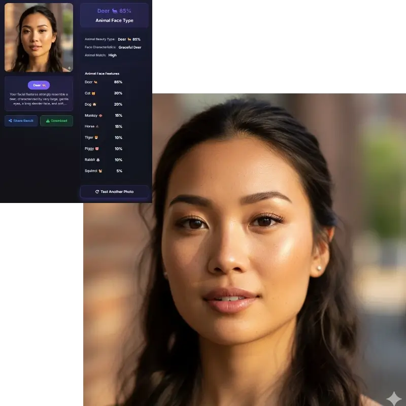 사슴상 여성 - 크고 표현력 풍부한 눈을 가진 부드러운 이목구비